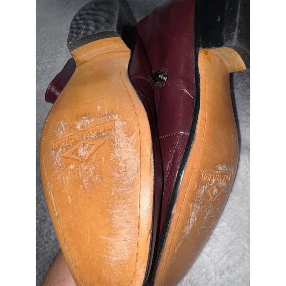 Innovation Mens Burgundy Leather‎ Side Zip Ankle Boots Square Toe MX 30 US 11